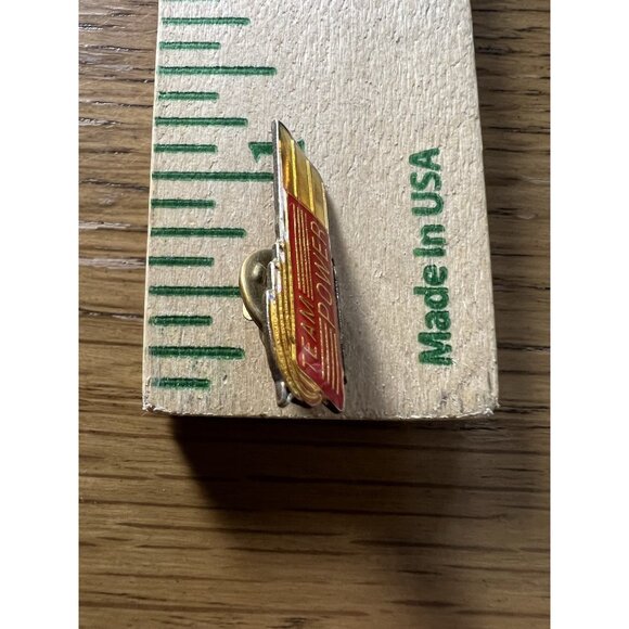 80s Vtg Rare Red Nintendo Power Team Power Enamel Lapel Pin - Picture 3 of 3